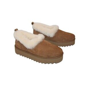 UGG NITA WOMEN'S SUEDE SHEARLING LINED SLIPPERS ANKLE BOOTS CHESTNUT US 7 EU 38